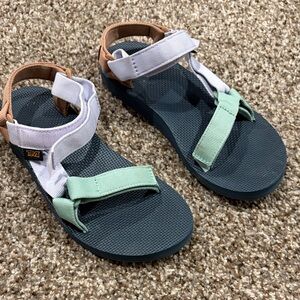 Teva Lavender and Green Strapped Sandals